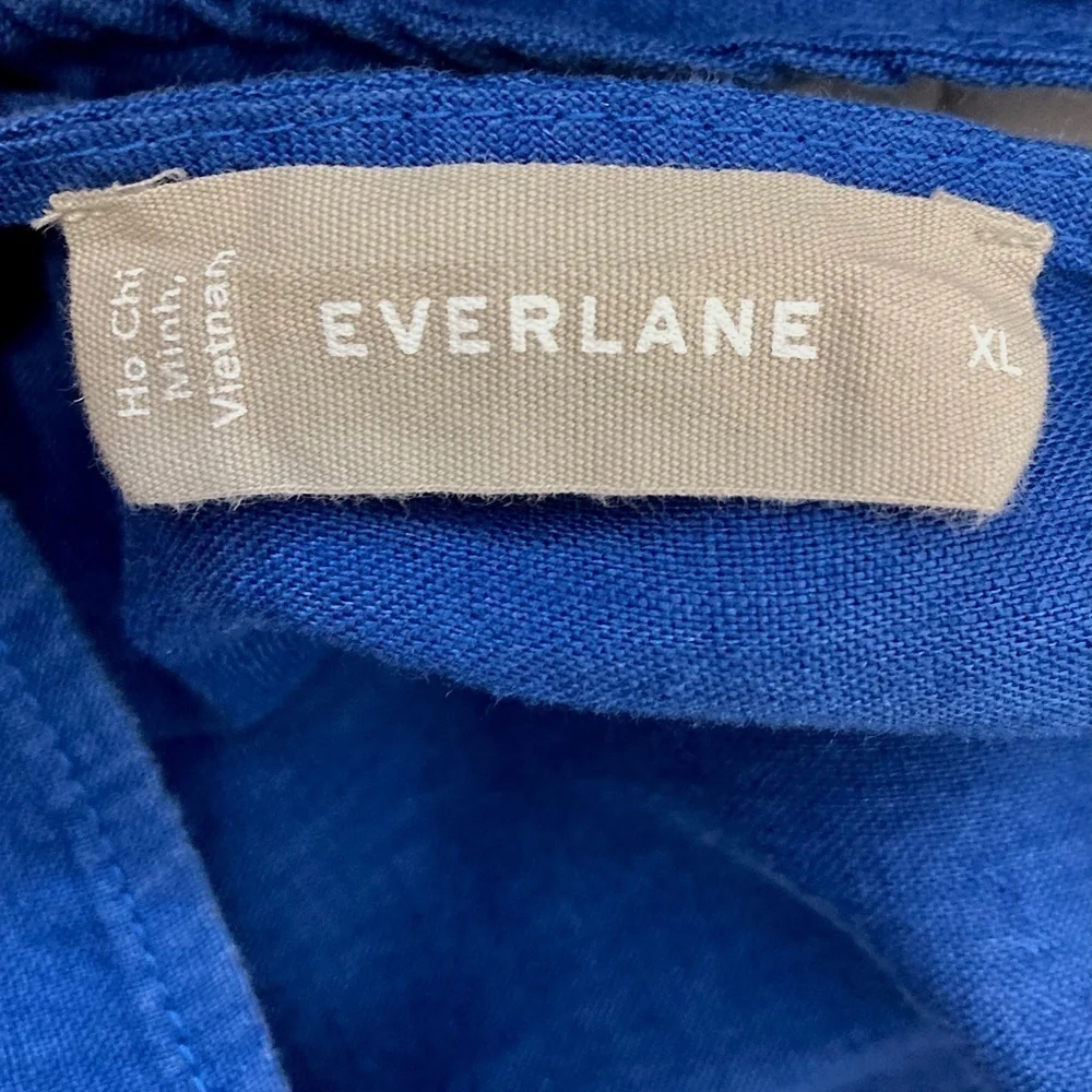 EVERLANE The Linen Shoestring Jumpsuit Lapis Blue